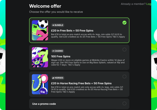 Midnite welcome bonus